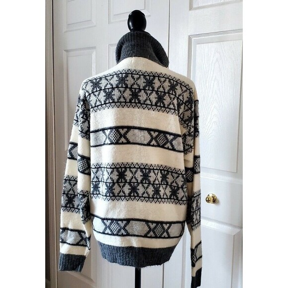 SPORTSWEAR by REVERE Full Zip Ivory Gray VTG Sweater Long Sleeve Knit Cardigan - Picture 3 of 4